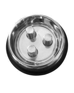 QT Dog Non-Skid Brake-Fast Slow Chow Dog Bowl - Stainless Steel