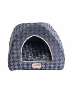 Armarkat Checkered Pet Bed Cave - Gray/Purple