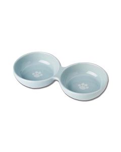 Petrageous Wubby's Duo Dog and Cat Diner Bowl - Light Blue