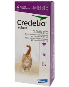 Credelio for Cats - 1.1 - 4.4 lbs - Purple - 12mg - 6 Palatable Flavored Tablets
