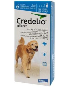 Credelio for Dogs - 50 - 100 lbs - Blue - 900mg - 6 Beef Flavored Tablets