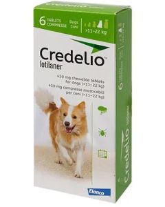 Credelio for Dogs - 25 - 50 lbs - Green - 450mg - 6 Beef Flavored Tablets