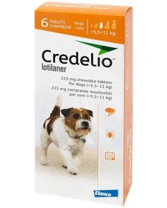 Credelio for Dogs - 12 - 25 lbs - Orange - 225mg - 6 Beef Flavored Tablets