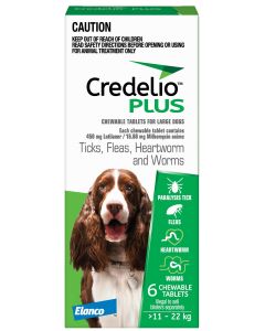 Credelio Plus - For Dogs - 25 - 48 lbs - Green (450/16.88mg) - 6 tablets