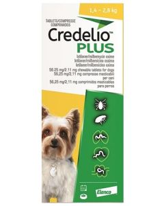 Credelio Plus - For Dogs - 3 - 6 lbs - Yellow (56.25/2.11mg) - 6 tablets