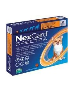 NexGard Spectra for X-Small Dogs - 4 - 8 lbs - ORANGE - 3 tablets