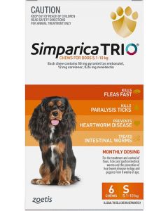 Simparica TRIO for Small Dogs - 11 - 22 lbs - CARAMEL - 6 tablets