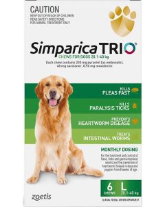 Simparica TRIO for Large Dogs - 44 - 88 lbs - GREEN - 3 tablets